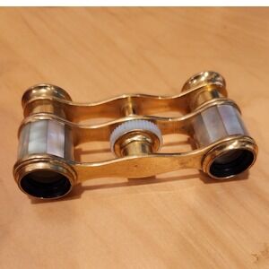 Antique G.E.‎ Pryor Opera Glasses Rue Scribe Paris MOP Brass Binoculars